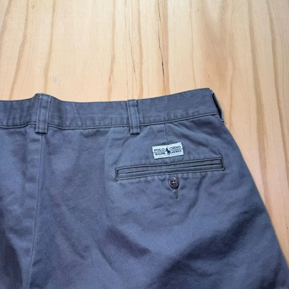 Vintage Polo Ralph Lauren Tyler Shorts Mens Size 36 Grey Pleated Chino